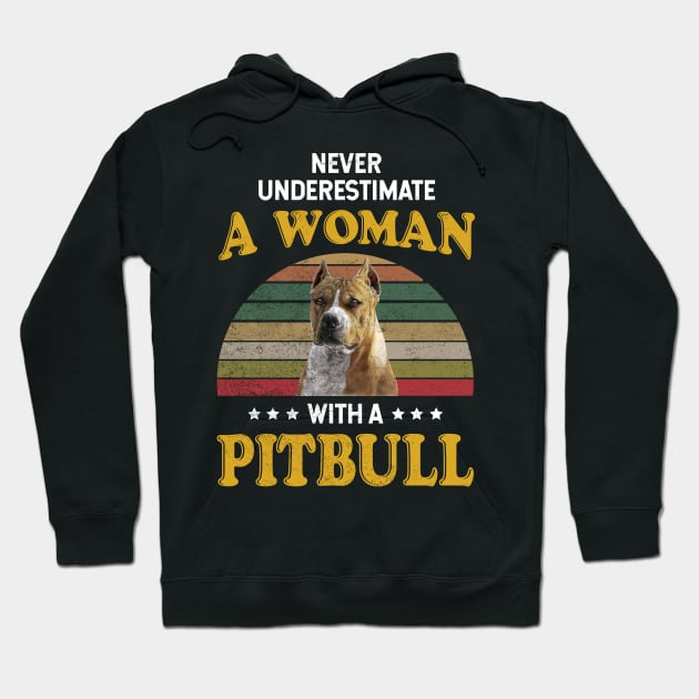 Never Underestimate A Woman With A Pitbull Hoodie by Camryndougherty